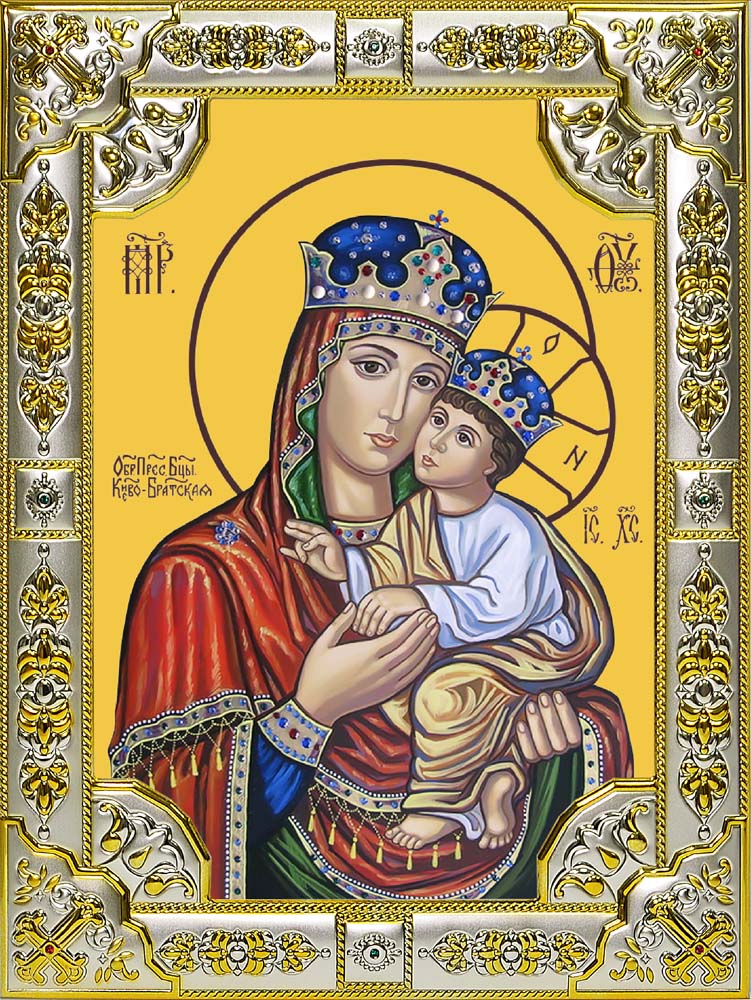Икона освященная "Киево-Братская икона Божией Матери", 18x24 см, со стразами
