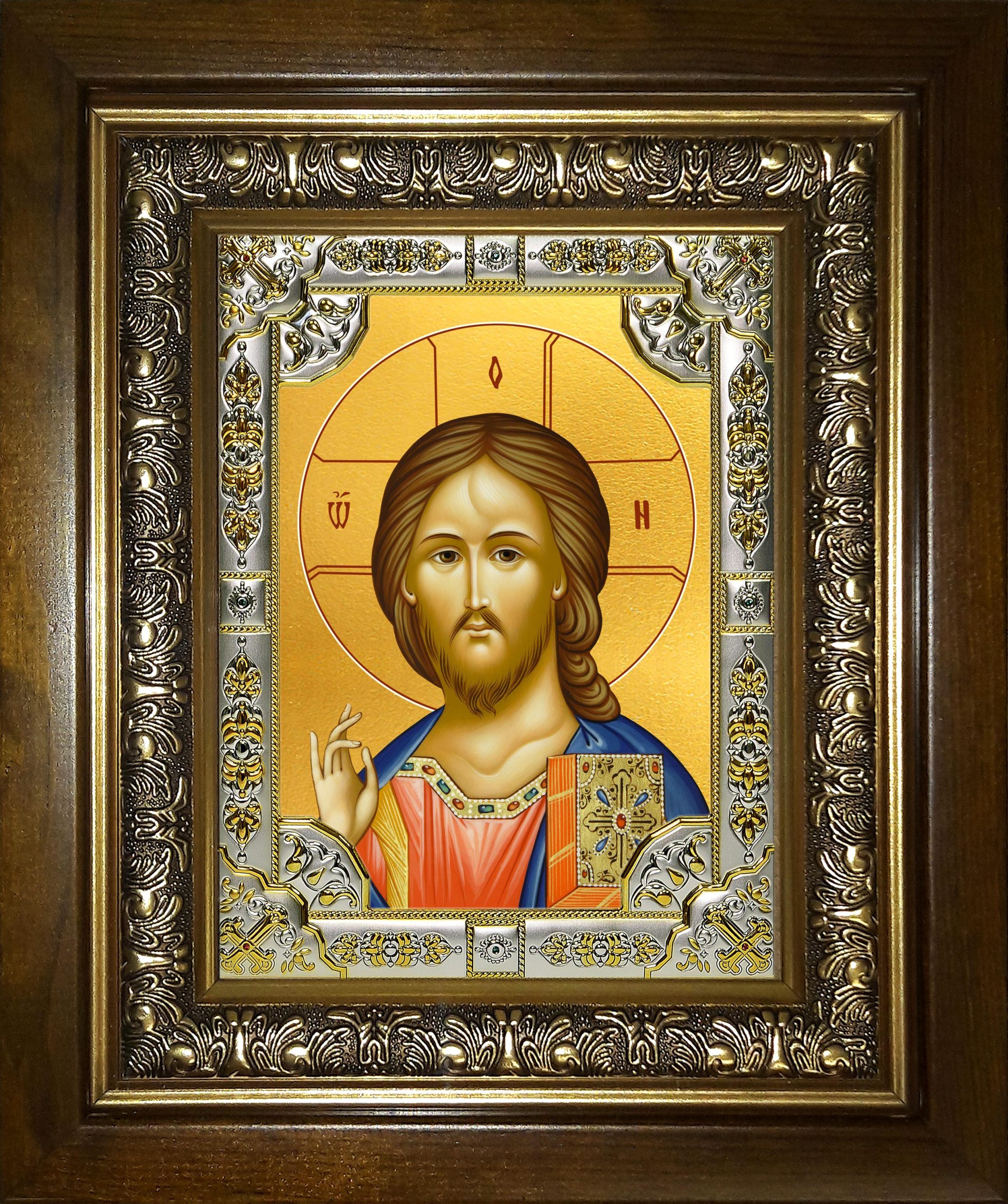 Икона освященная "Господь Вседержитель", в киоте 24x30 см