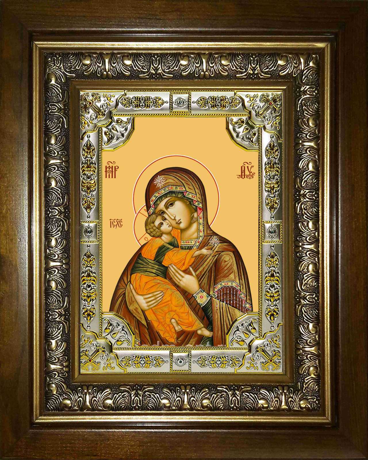 Икона освященная "Владимирская икона Божией Матери", в киоте 24x30 см