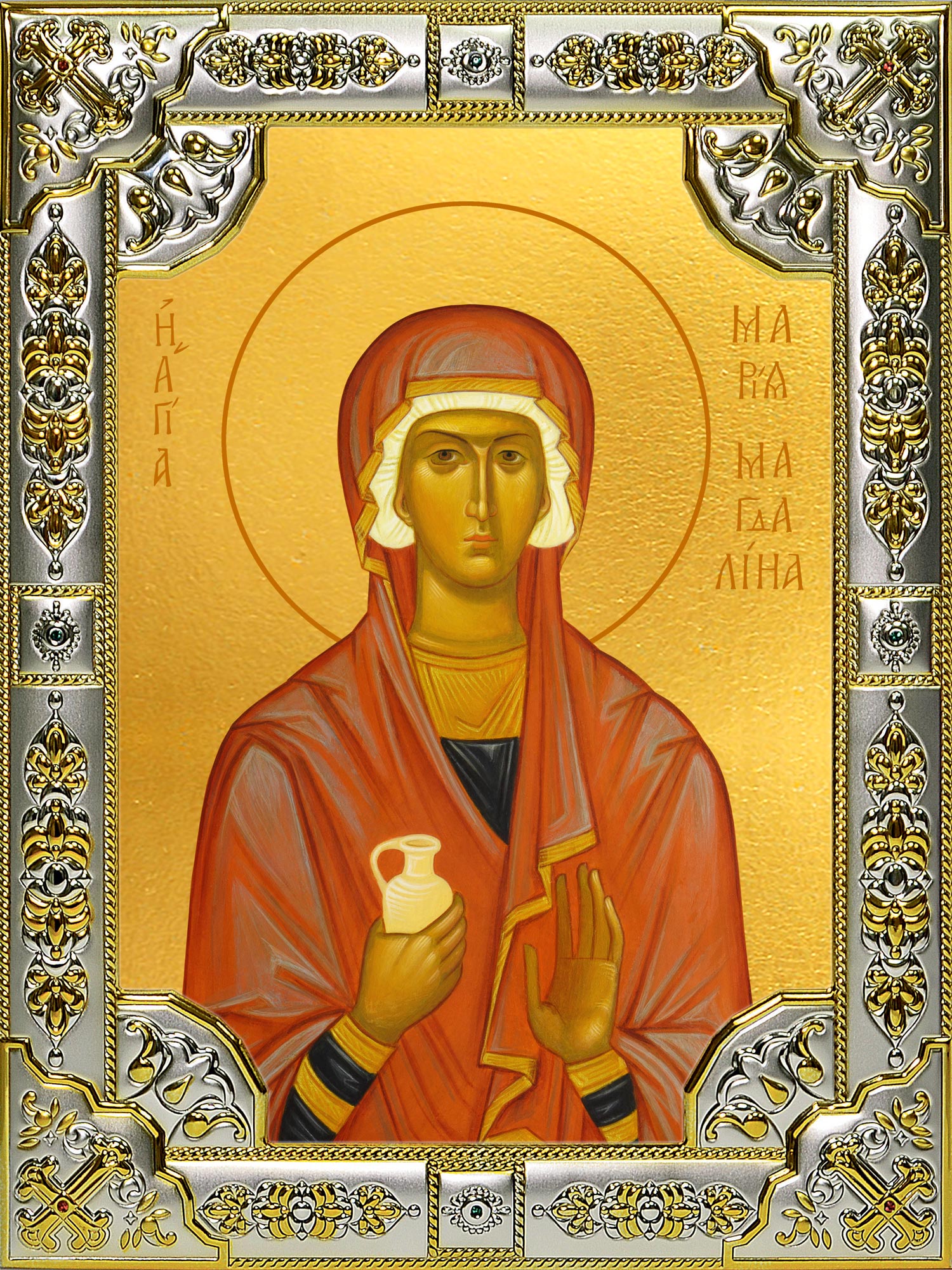 Икона освященная "Мария Магдалина равноапостольная, мироносица", 18x24 см, со стразами