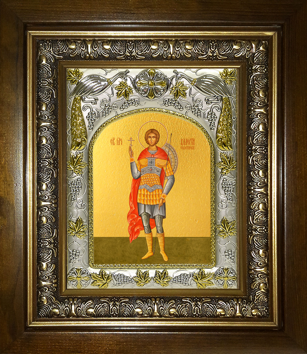 Икона освященная "Валерий Севастийский", в киоте 20x24 см