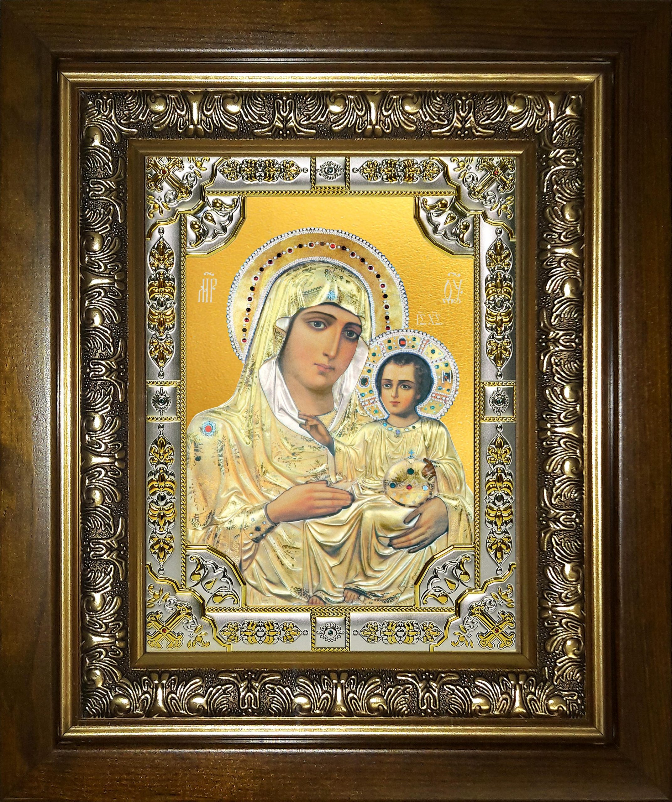 Икона освященная "Иерусалимская икона Божией Матери", в киоте 24x30 см