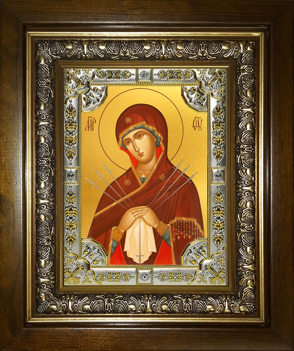 Икона освященная "Умягчение злых сердец, икона Божией Матери", в киоте 24x30 см