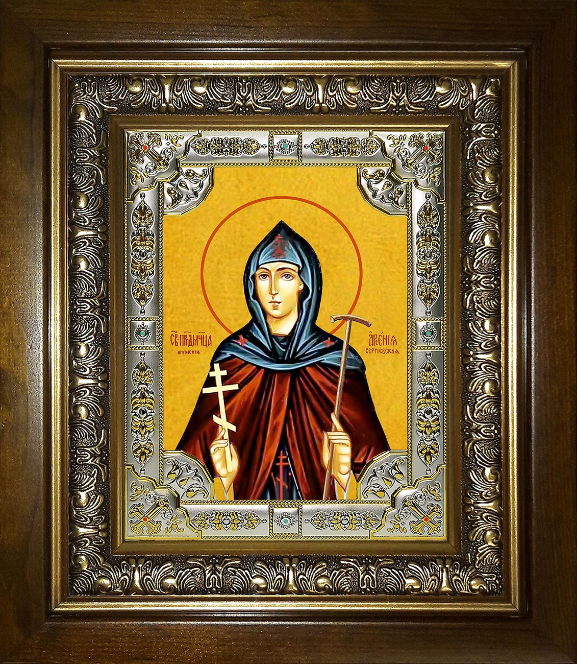 Икона освященная "Арсения Сергиевская(Добронравова), Игумения, преподобномученица", в киоте 24x30 см