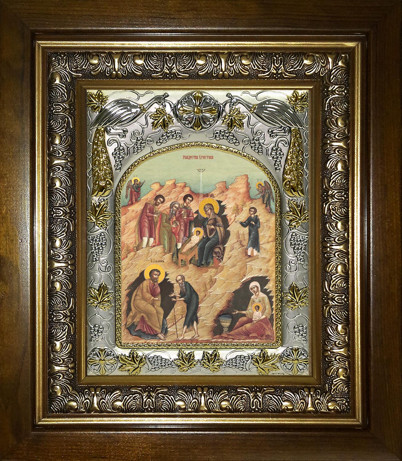 Икона освященная "Рождество Христово", в киоте 20x24 см