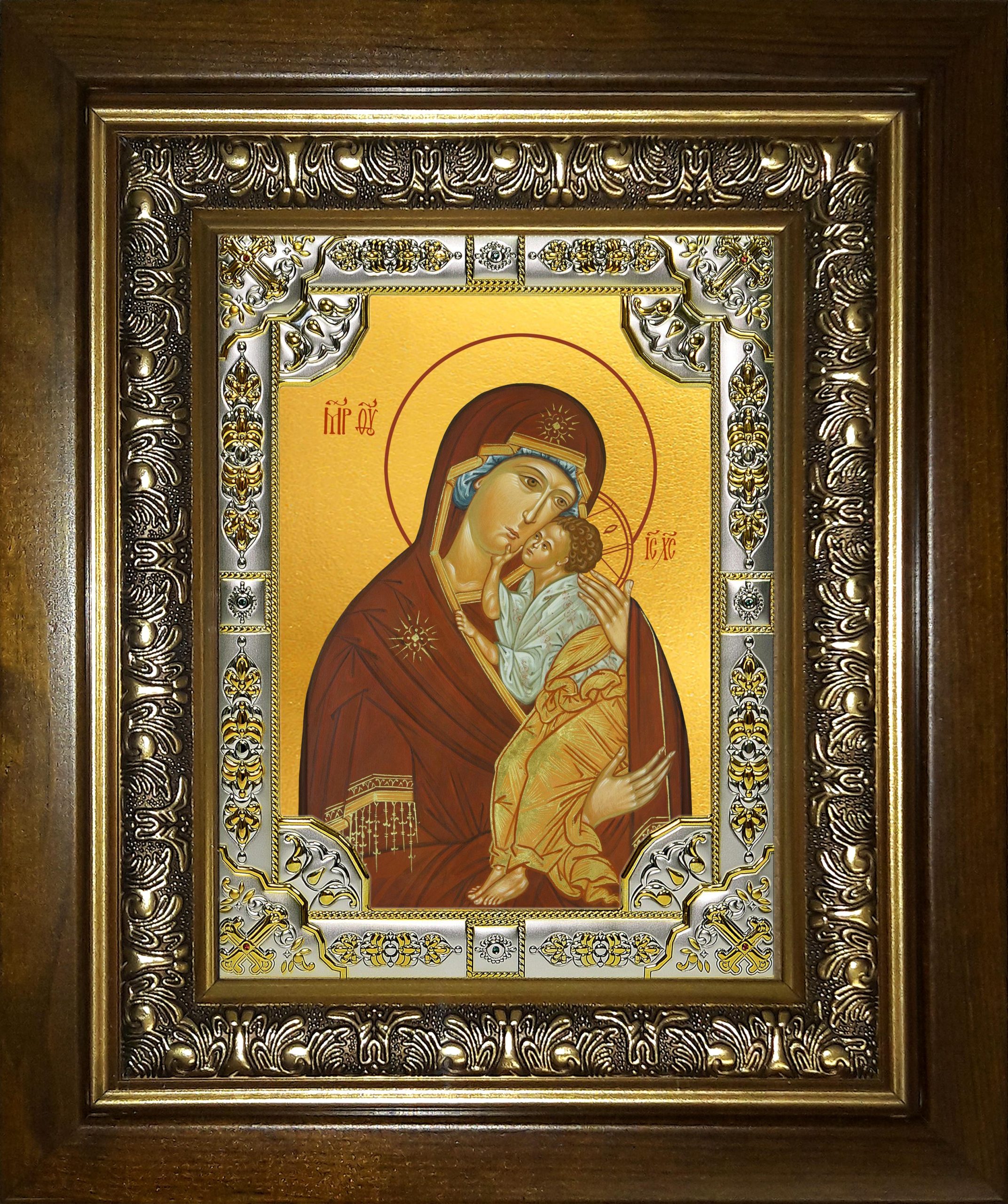Икона освященная "Ярославская икона Божией Матери", в киоте 24x30 см