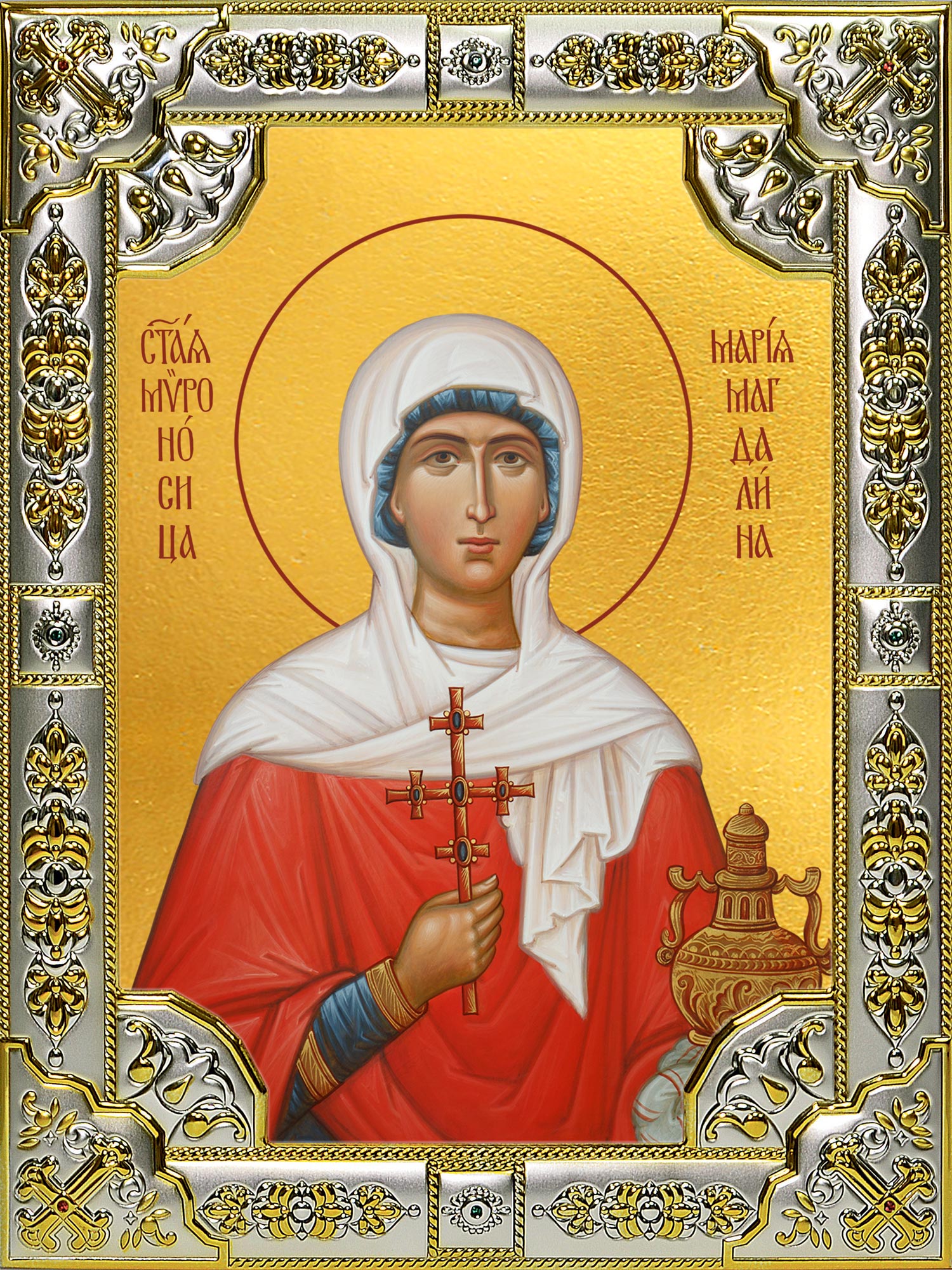 Икона освященная "Мария Магдалина равноапостольная, мироносица", 18x24 см, со стразами