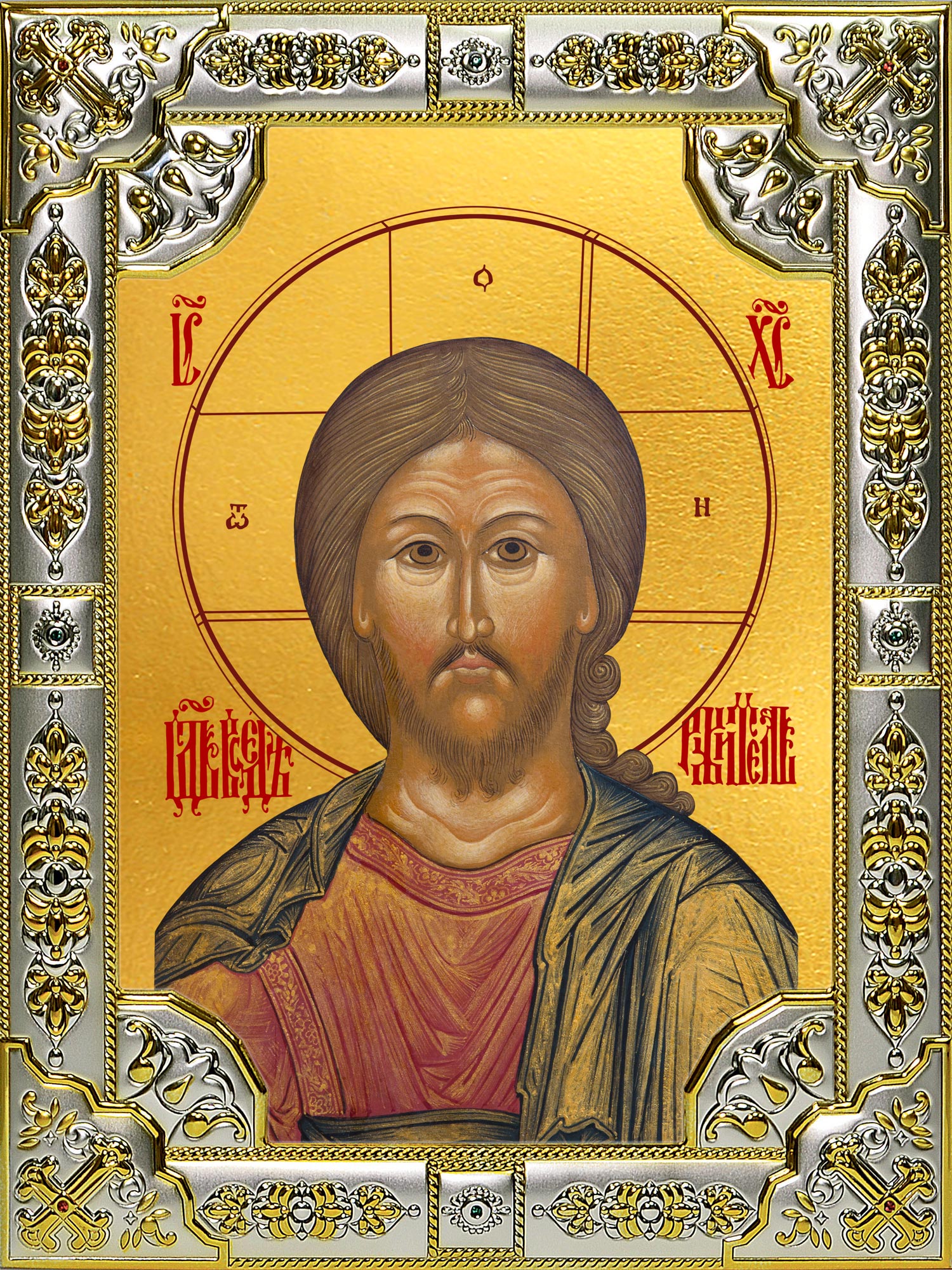 Икона освященная "Господь Вседержитель", 18x24 см, со стразами