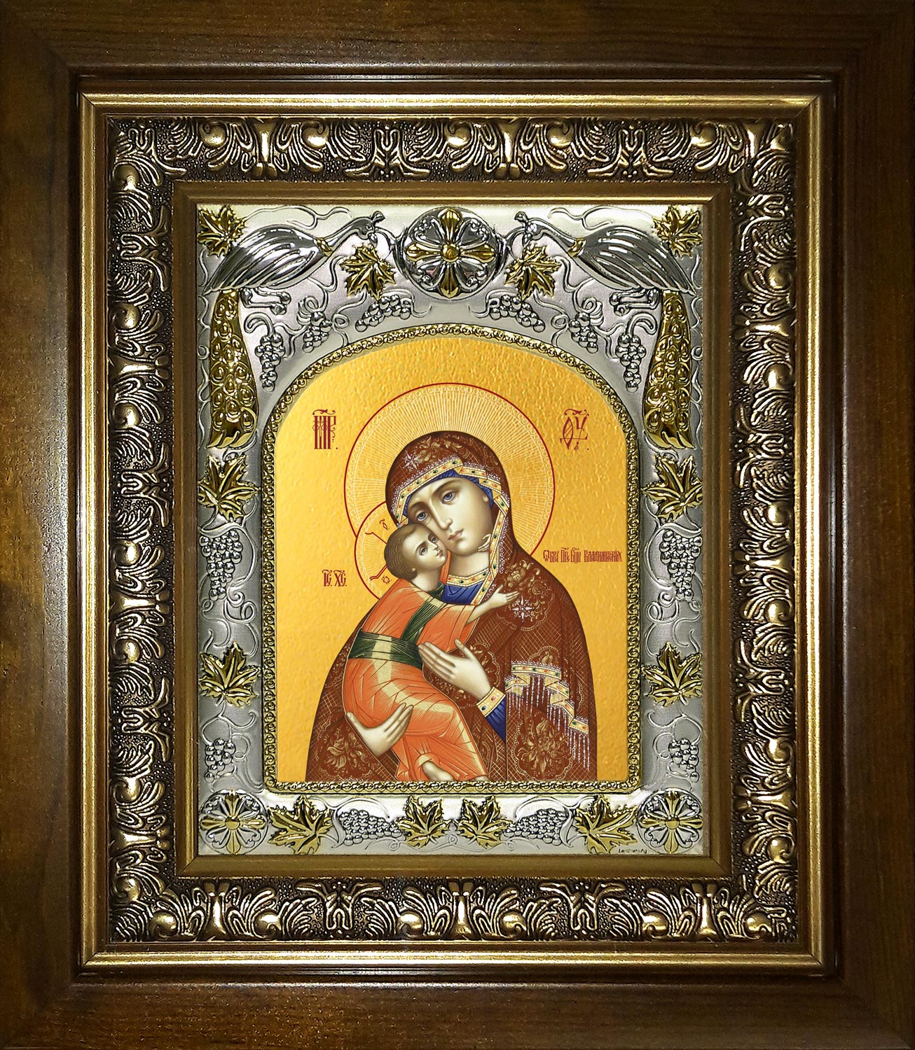 Икона освященная "Владимирская икона Божией Матери", в киоте 20x24 см