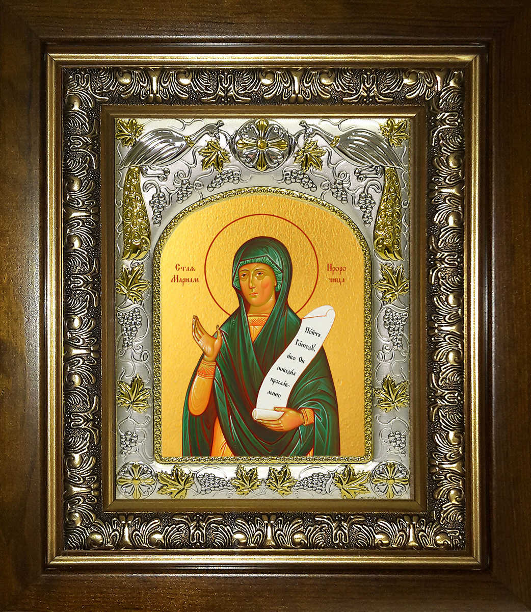 Икона освященная "Мариам пророчица", в киоте 20x24 см