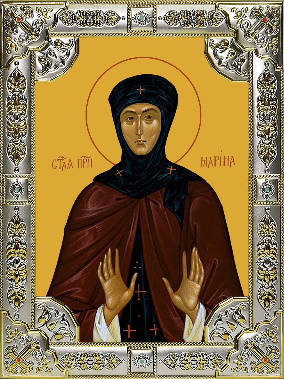 Икона освященная "Марина Берийская (Македонская), преподобная", 18х24 см, со стразами