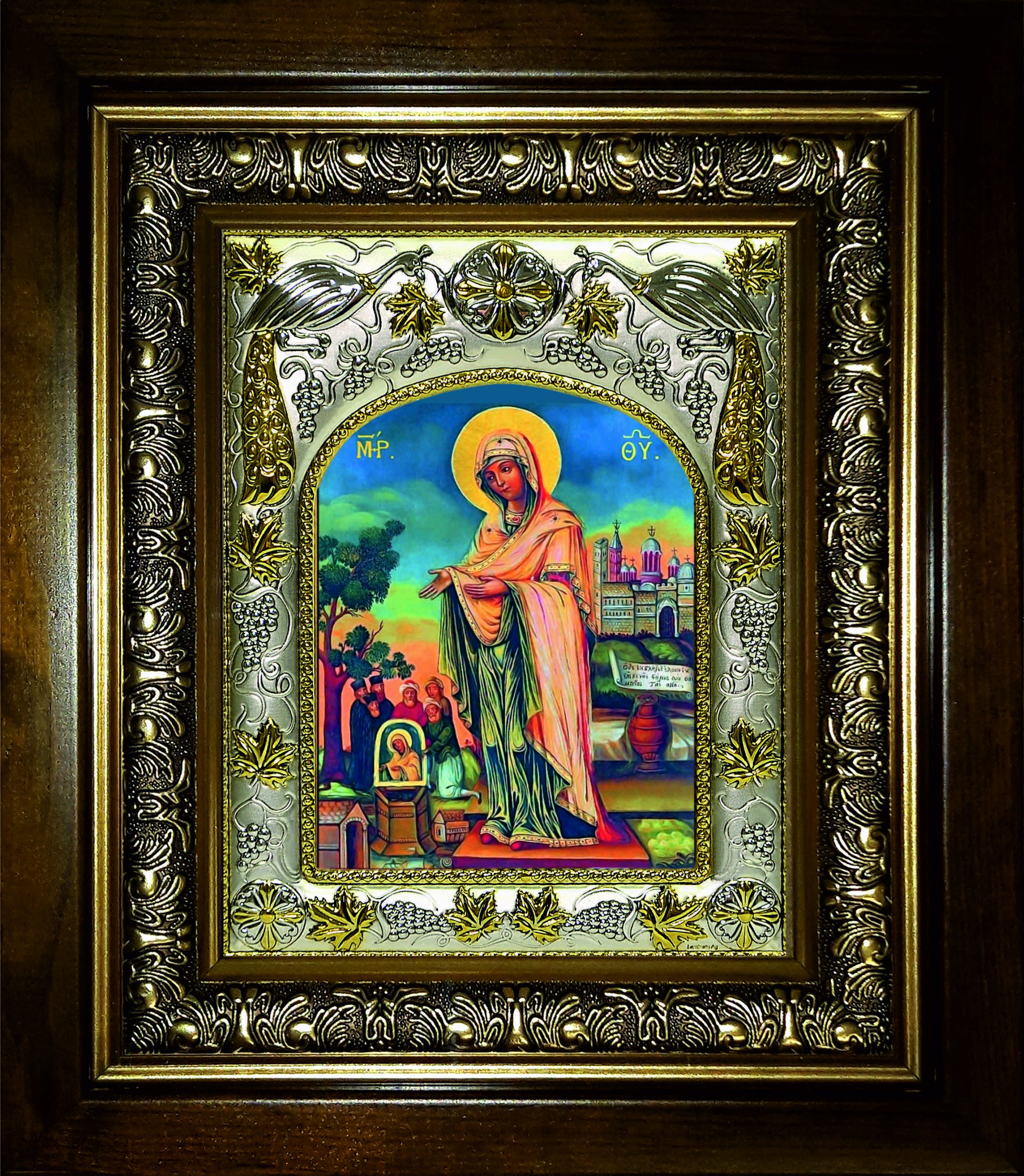Икона освященная "Геронтисса, икона Божией Матери", в киоте 20х24 см