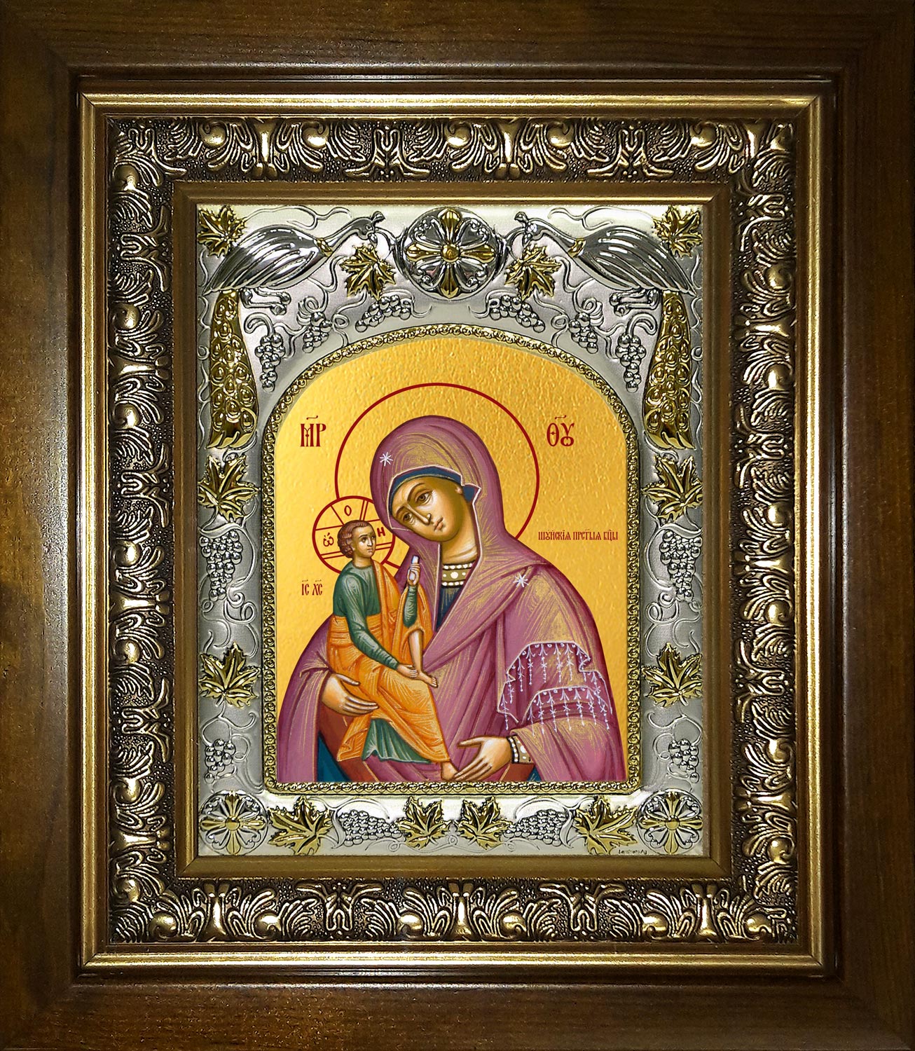 Икона освященная "Шуйская икона Божией Матери", в киоте 20x24 см,