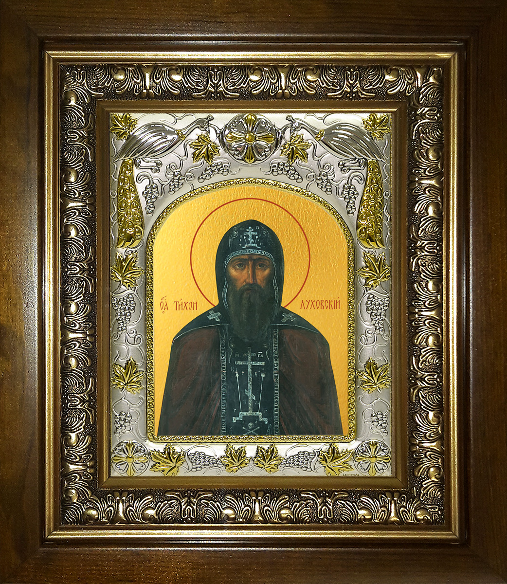 Икона освященная "Тихон Луховской, Костромской", в киоте 20x24 см