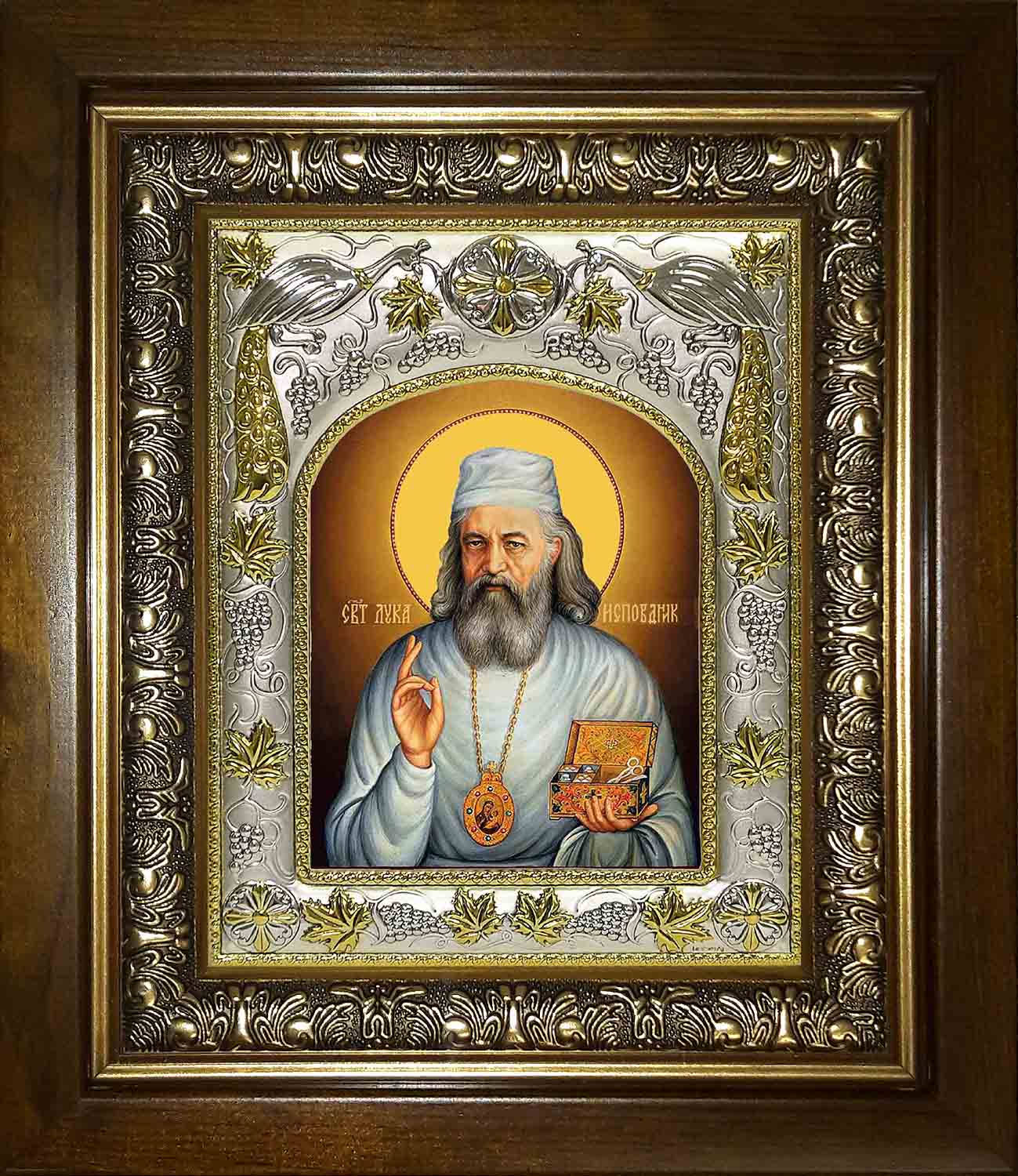 Икона освященная "Лука святитель", в киоте 20x24 см
