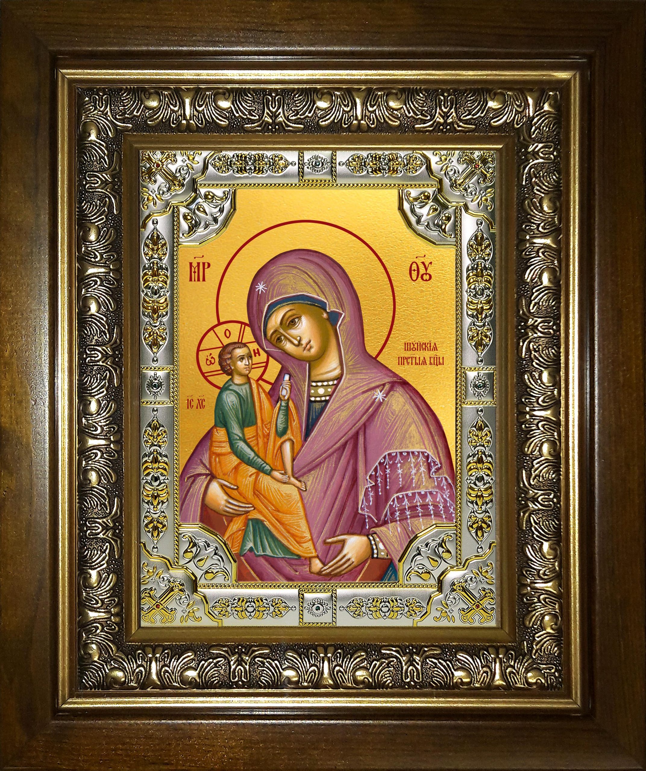 Икона освященная "Шуйская икона Божией Матери", в киоте 24x30 см