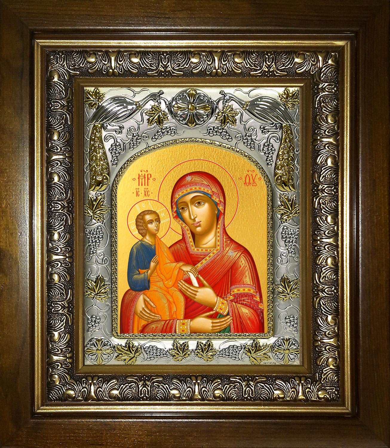 Икона освященная "Троеручица, икона Божией Матери ", в киоте 20х24 см