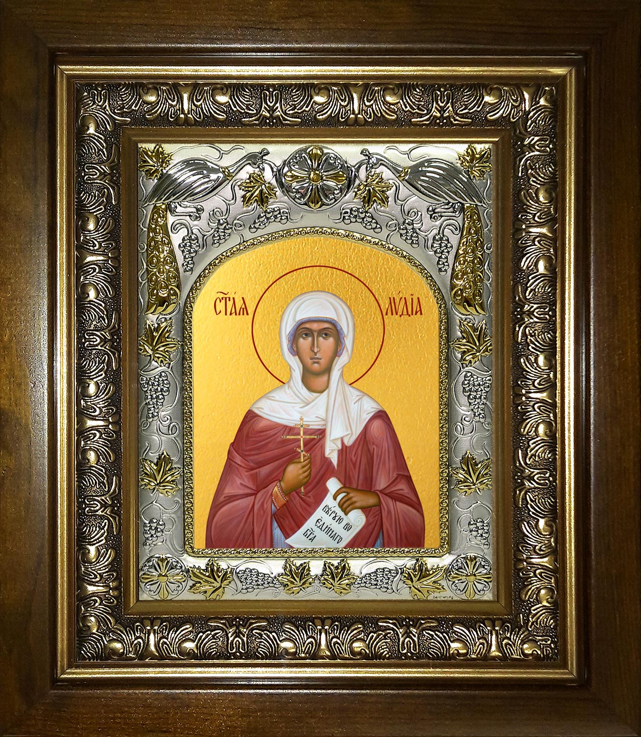 Икона освященная "Лидия мученица", в киоте 20x24 см