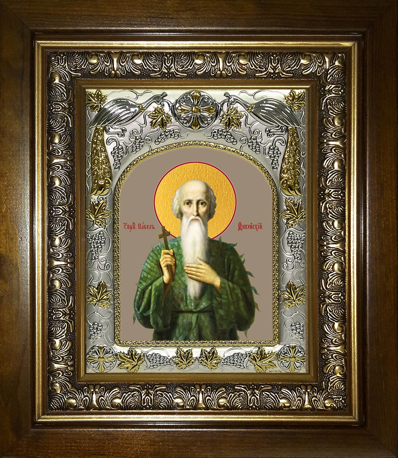 Икона освященная "Павел Фивейский, преподобный", в киоте 20x24 см
