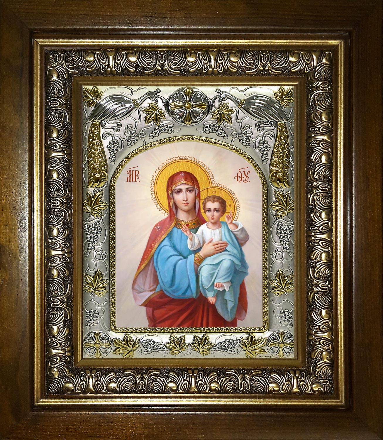 Икона освященная "Божия Матерь", в киоте 20x24 см