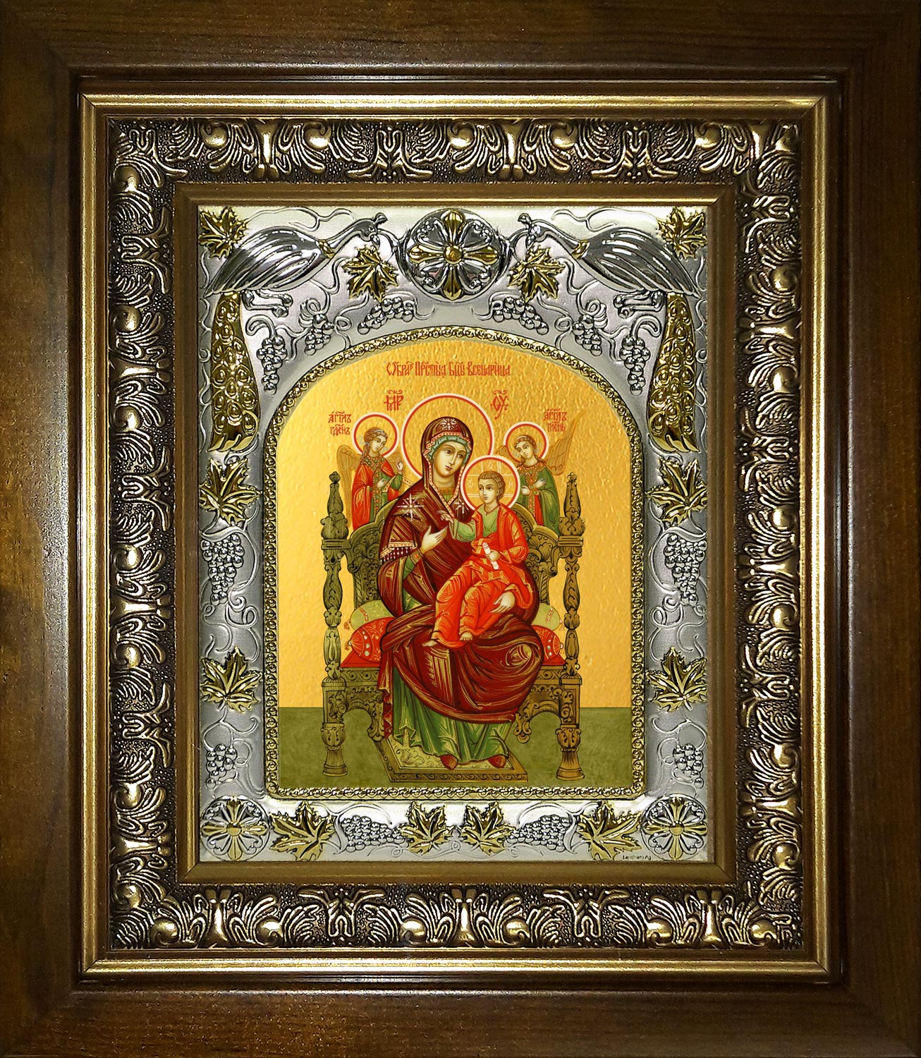 Икона освященная "Всецарица, икона Божией Матери", в киоте 20x24 см