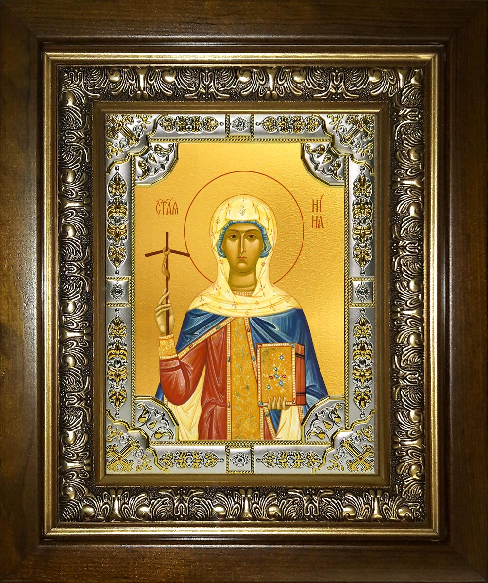 Икона освященная "Нина просветительница Грузии, равноапостольная", в киоте 24x30 см