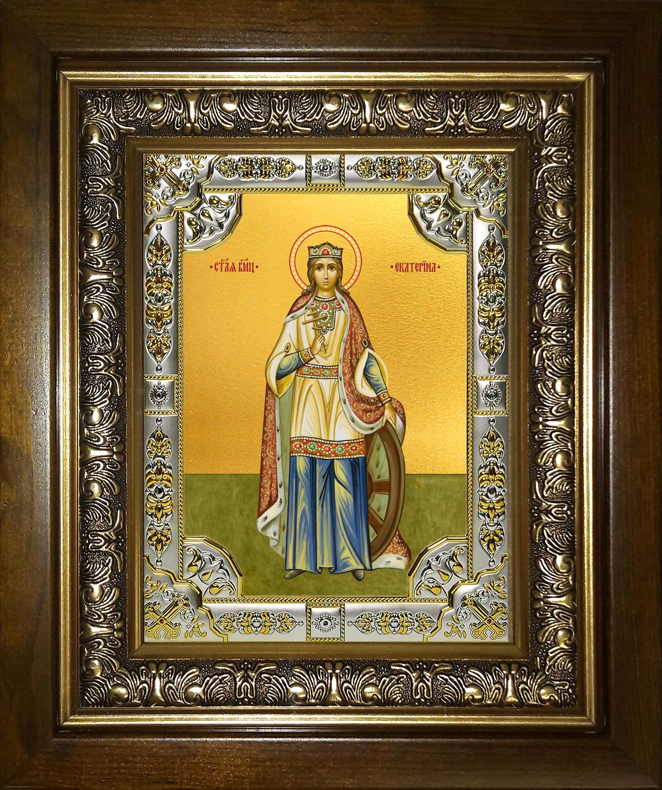 Икона освященная "Екатерина великомученица", в киоте 24x30 см