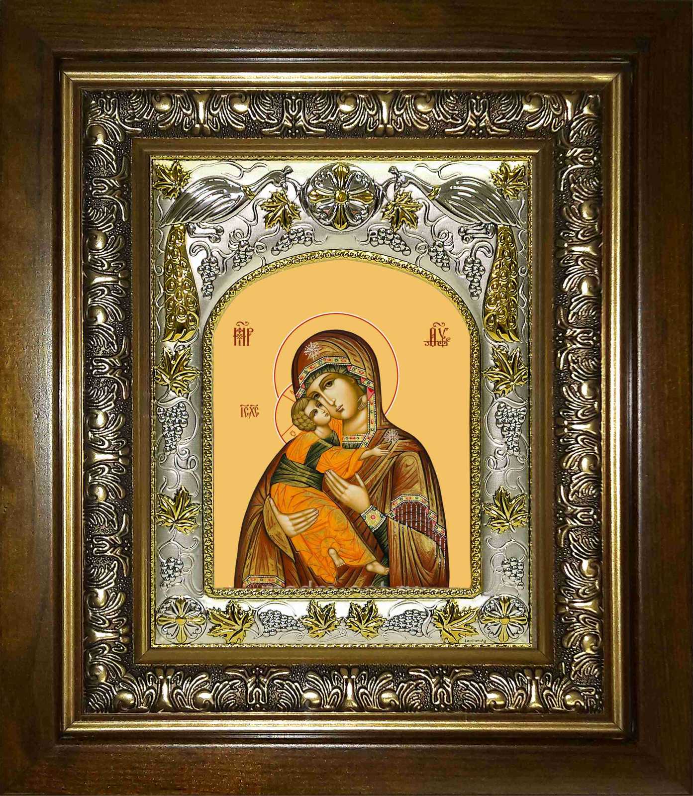 Икона освященная "Владимирская икона Божией Матери", в киоте 20x24 см