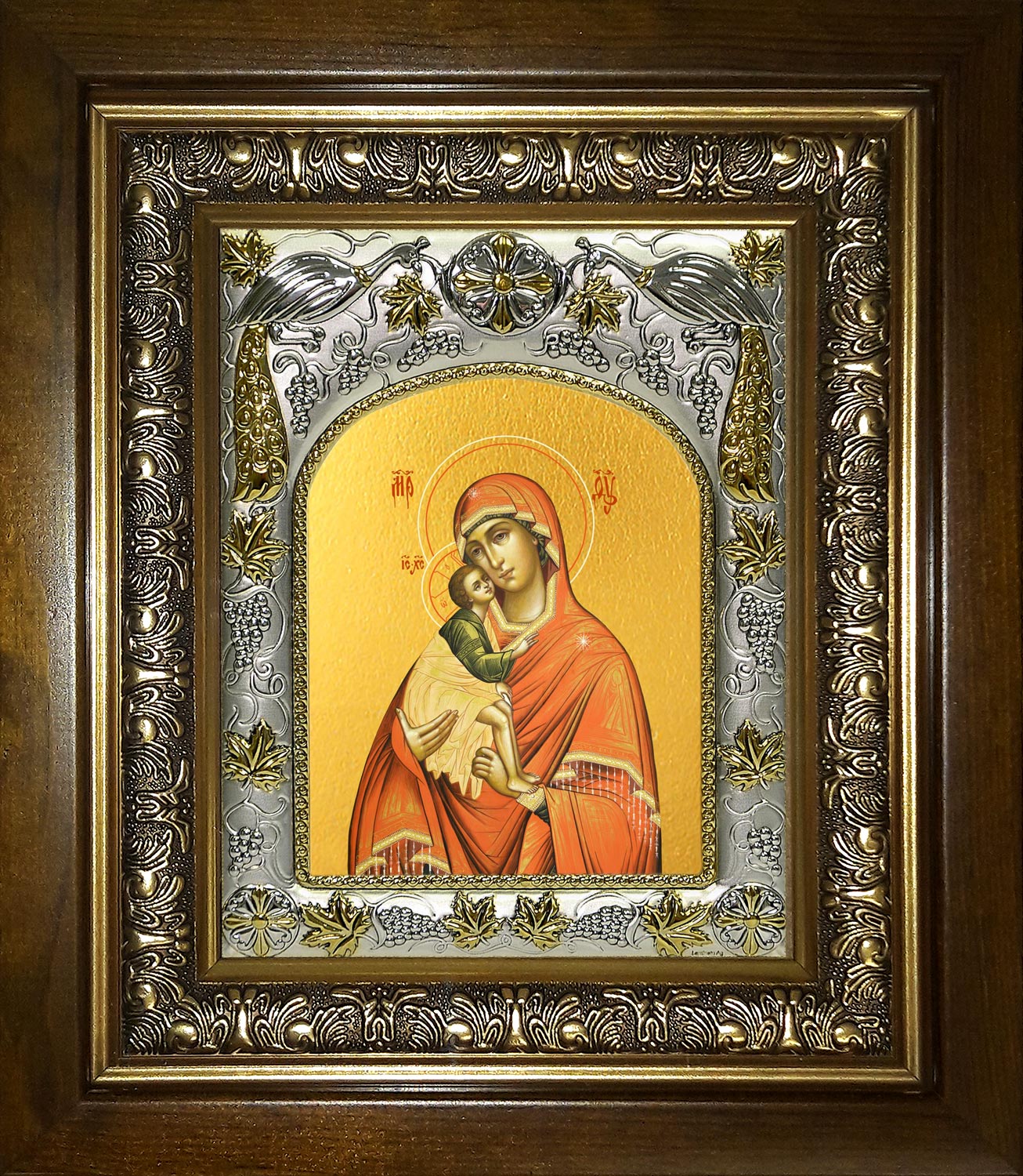 Икона освященная "Донская икона Божией Матери", в киоте 20x24 см