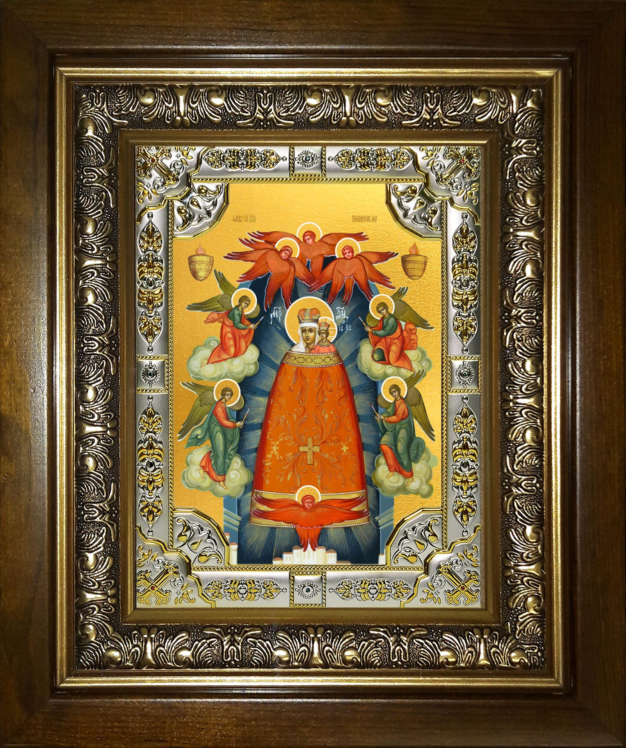 Икона освященная "Прибавление Ума, икона Божией Матери", в киоте 24x30 см