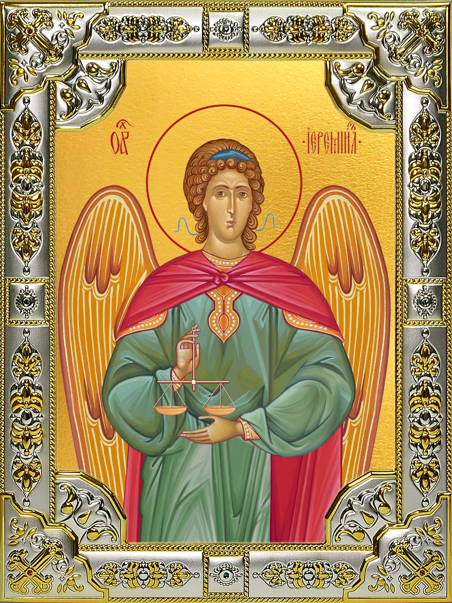 Икона освященная "Иеремиил Архангел", 18x24 см, со стразами