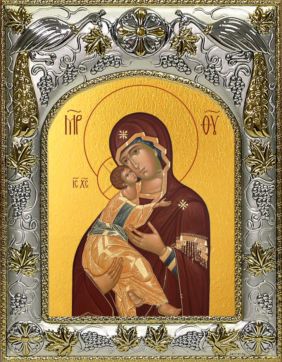 Икона освященная "Владимирская икона Божией Матери", 14x18 см