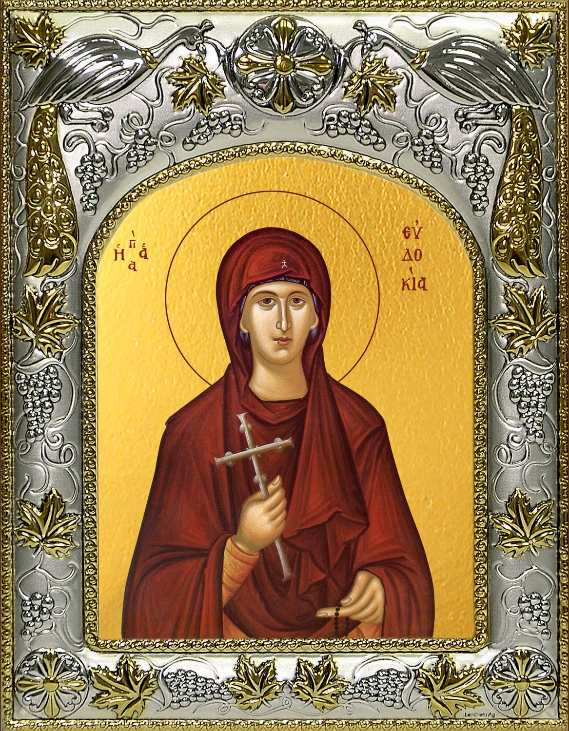 Икона освященная "Евдокия Илиопольская преподобномученица", 14x18 см