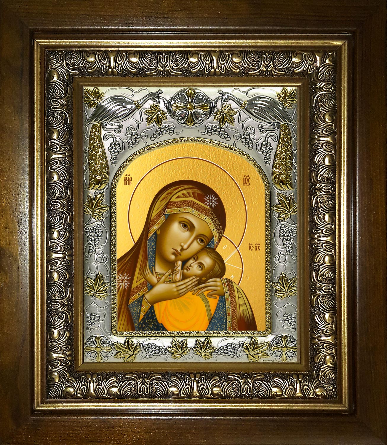 Икона освященная "Корсунская икона Божией Матери", в киоте 20x24 см