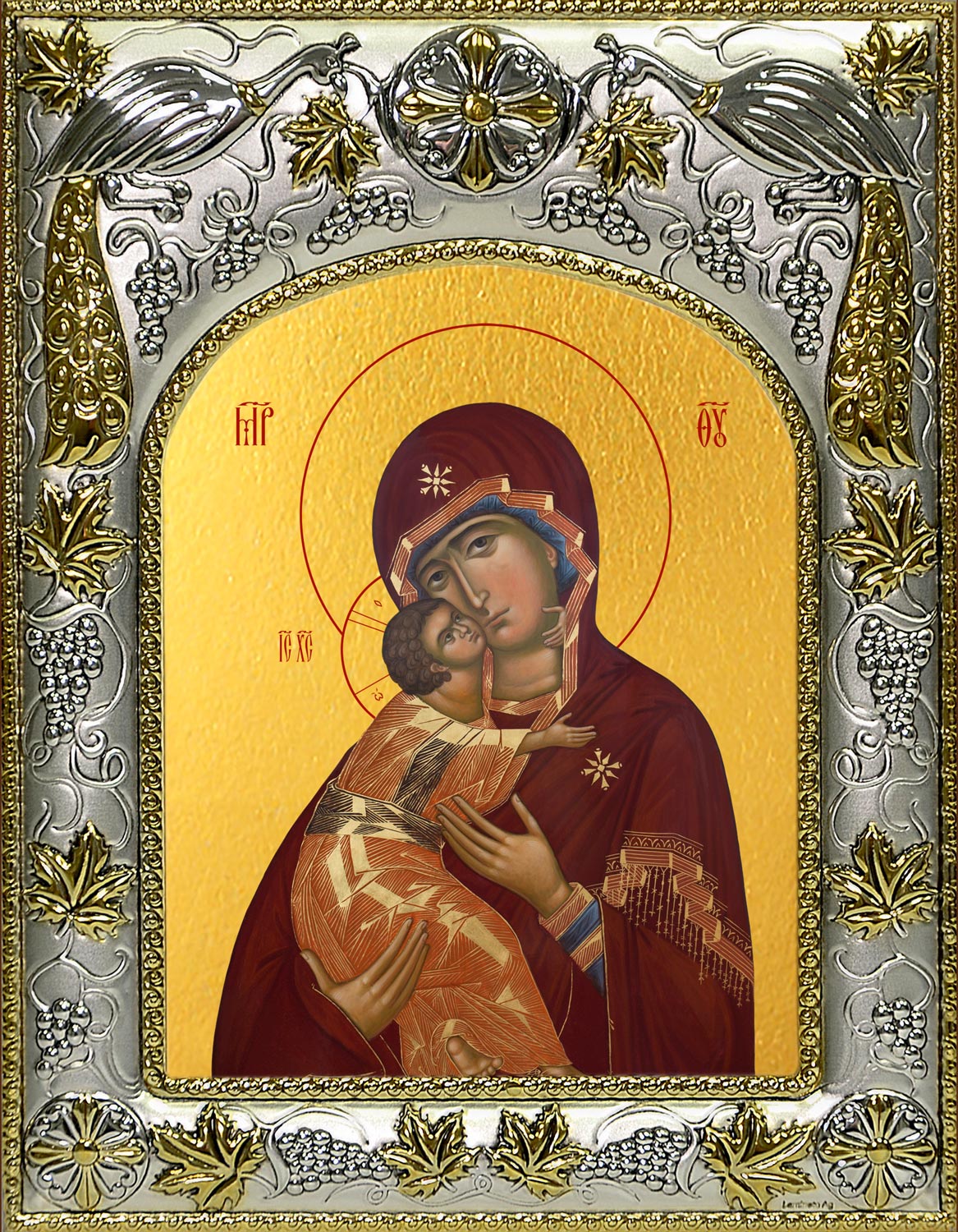 Икона освященная "Владимирская икона Божией Матери", 14x18 см
