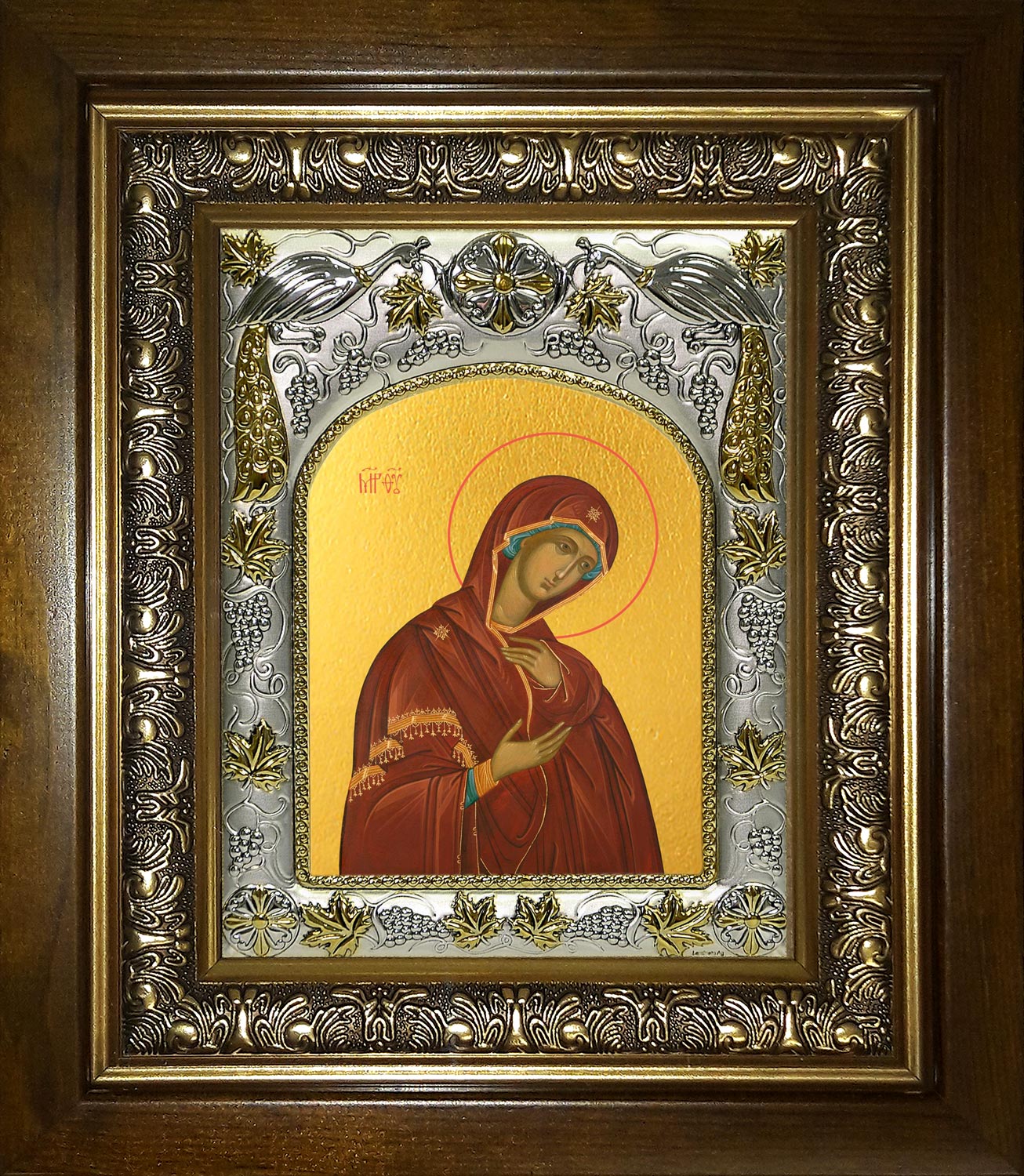 Икона освященная "Деисусная икона Божией Матери", в киоте 20x24 см