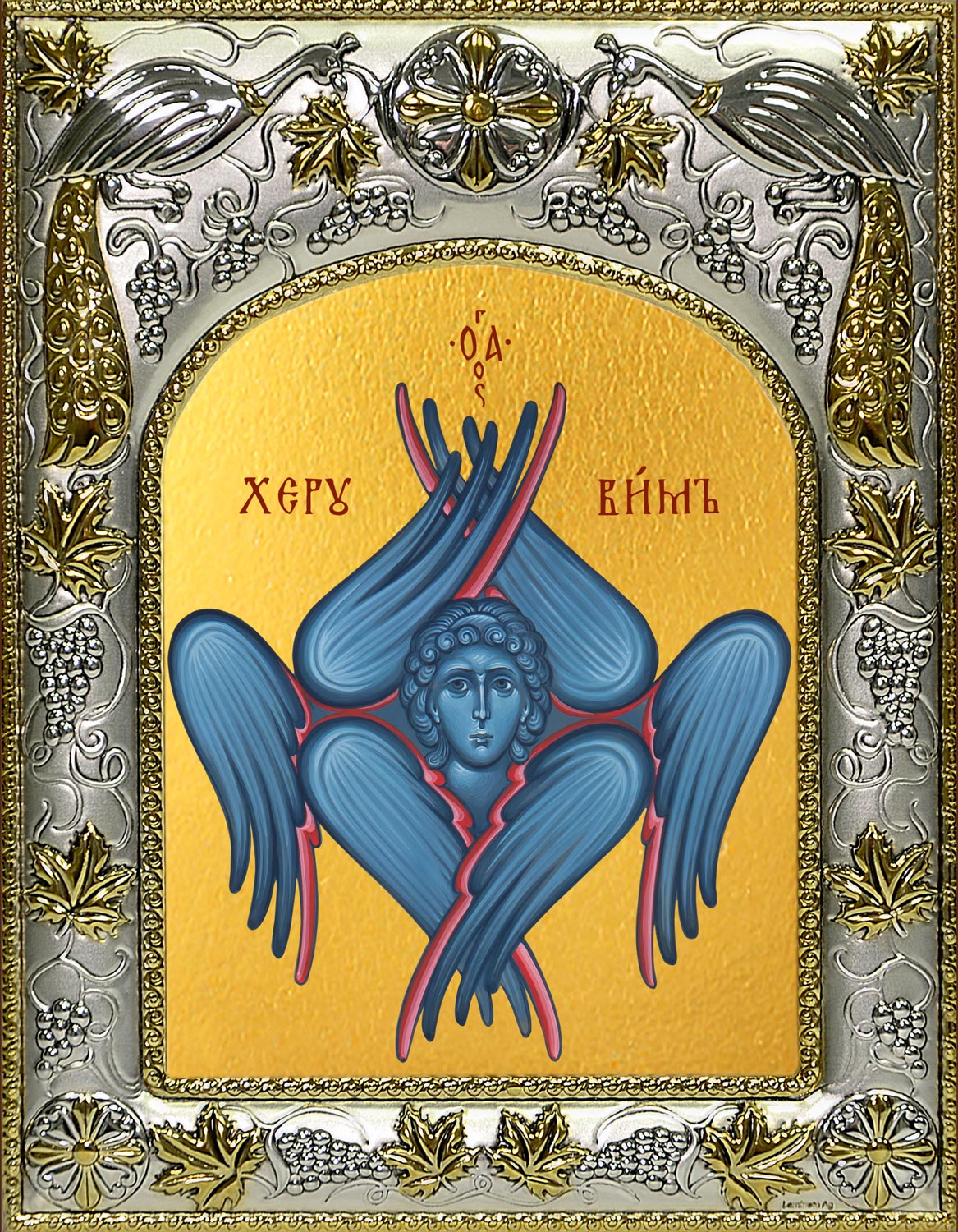 Икона освященная "Херувим Шестикрылый", 14x18 см