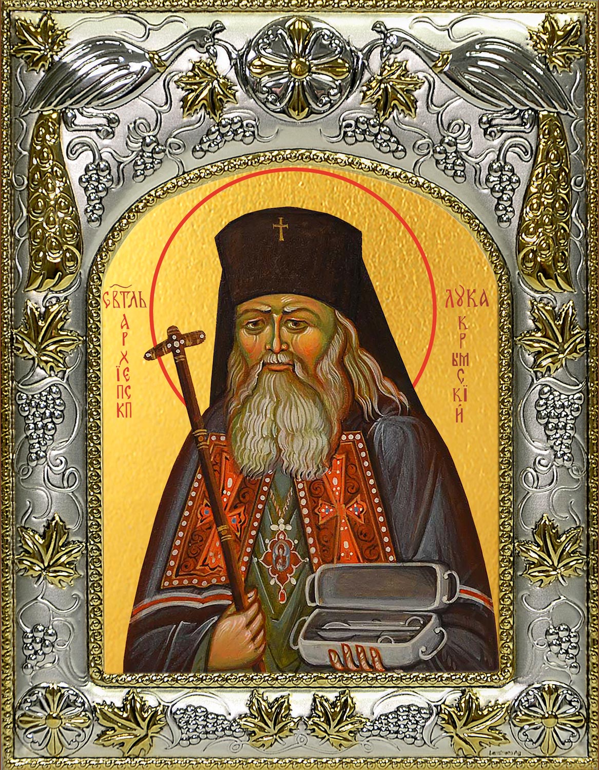 Икона освященная "Лука святитель, исповедник, архиепископ Крымский", 14x18 см