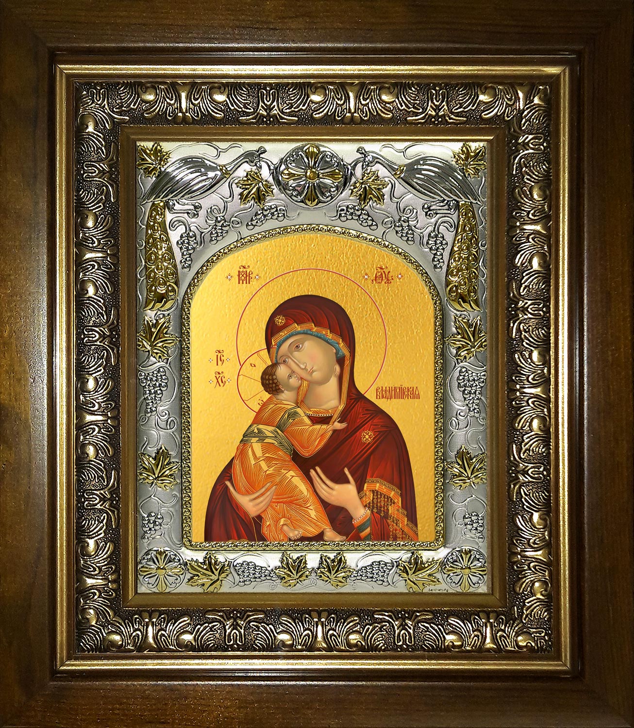 Икона освященная "Владимирская икона Божией Матери", в киоте 20x24 см