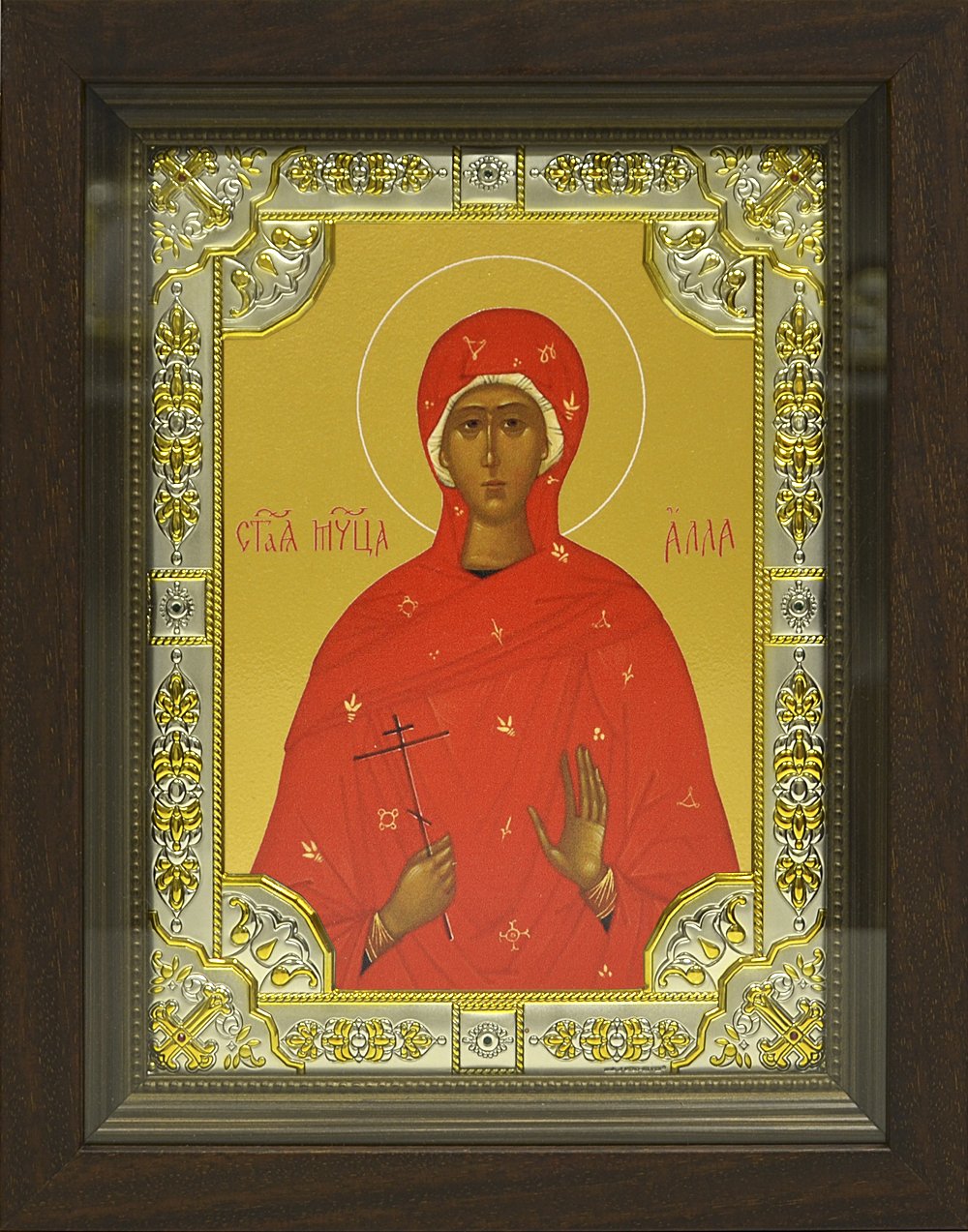Икона освященная "Алла Готфская мученица",в киоте 24x30 см