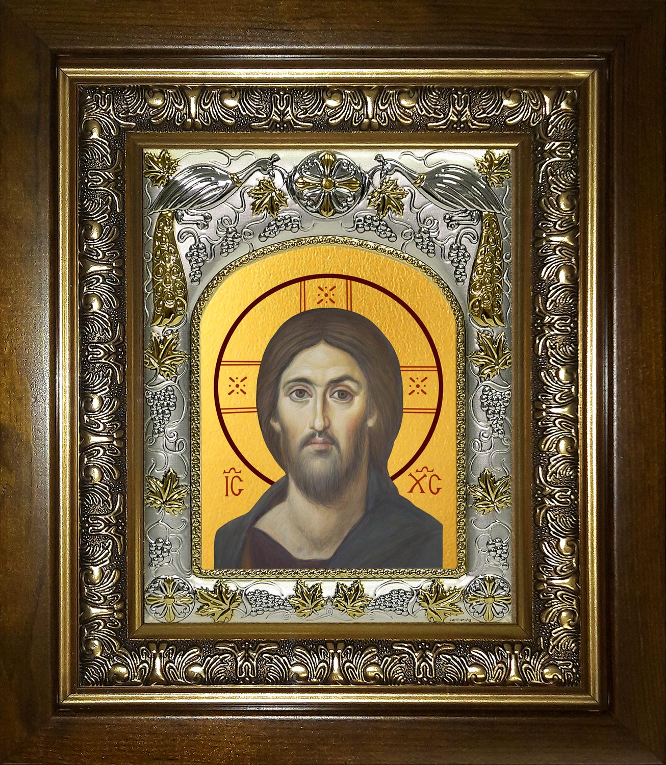 Икона освященная "Господь Вседержитель", в киоте 20x24 см