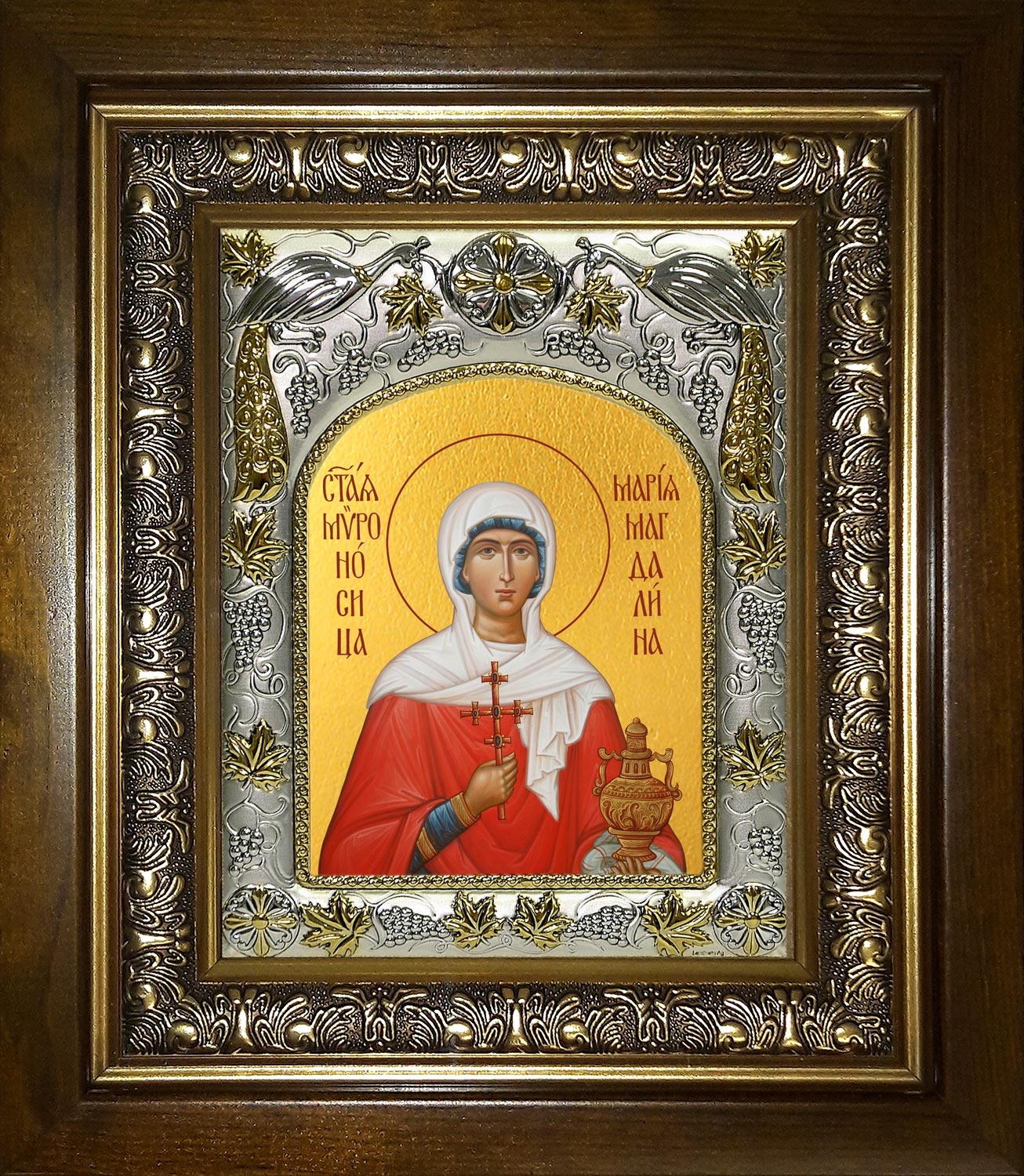 Икона освященная "Мария Магдалина равноапостольная, мироносица", в киоте 20x24 см