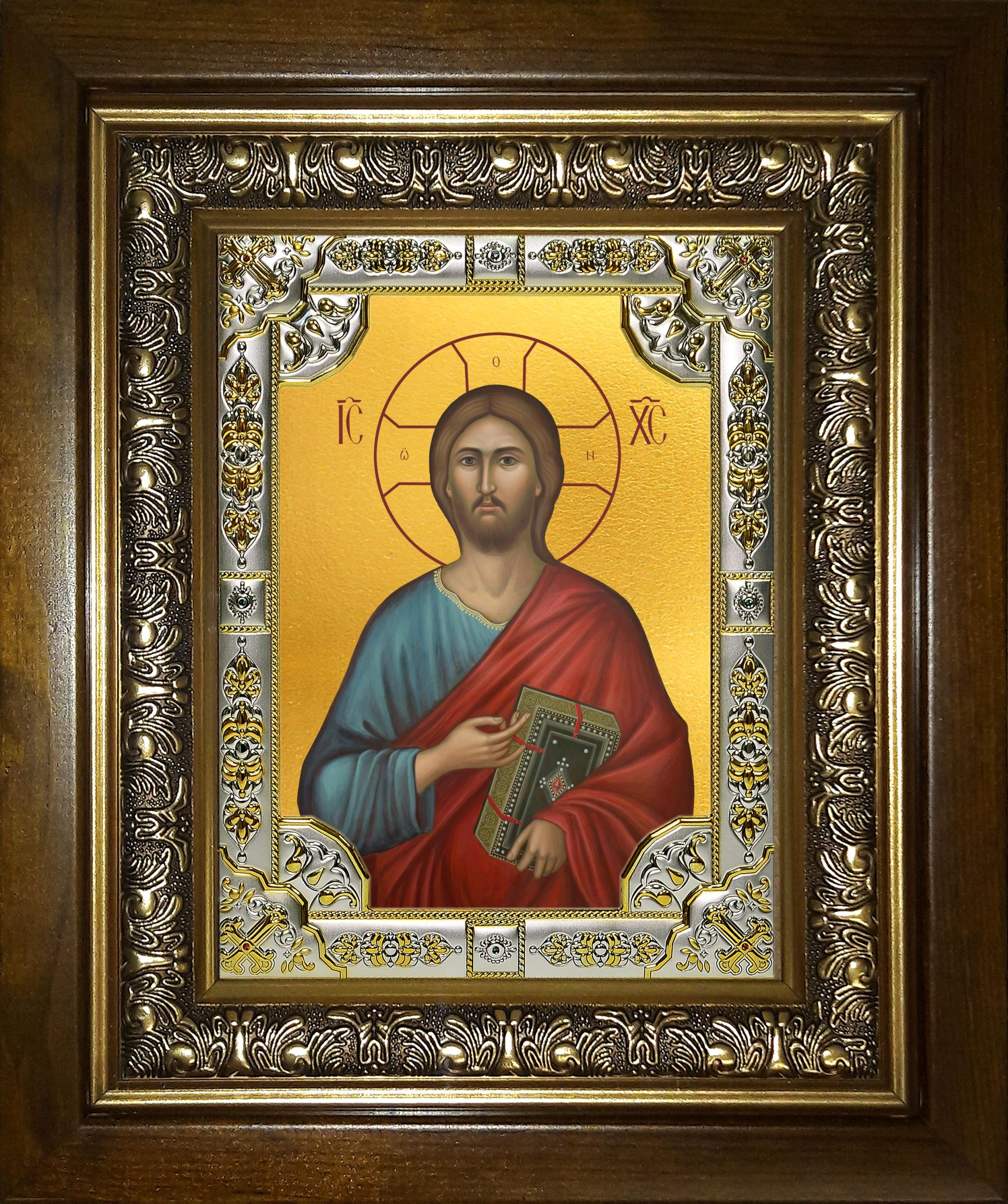 Икона освященная "Господь Вседержитель", в киоте 24x30 см