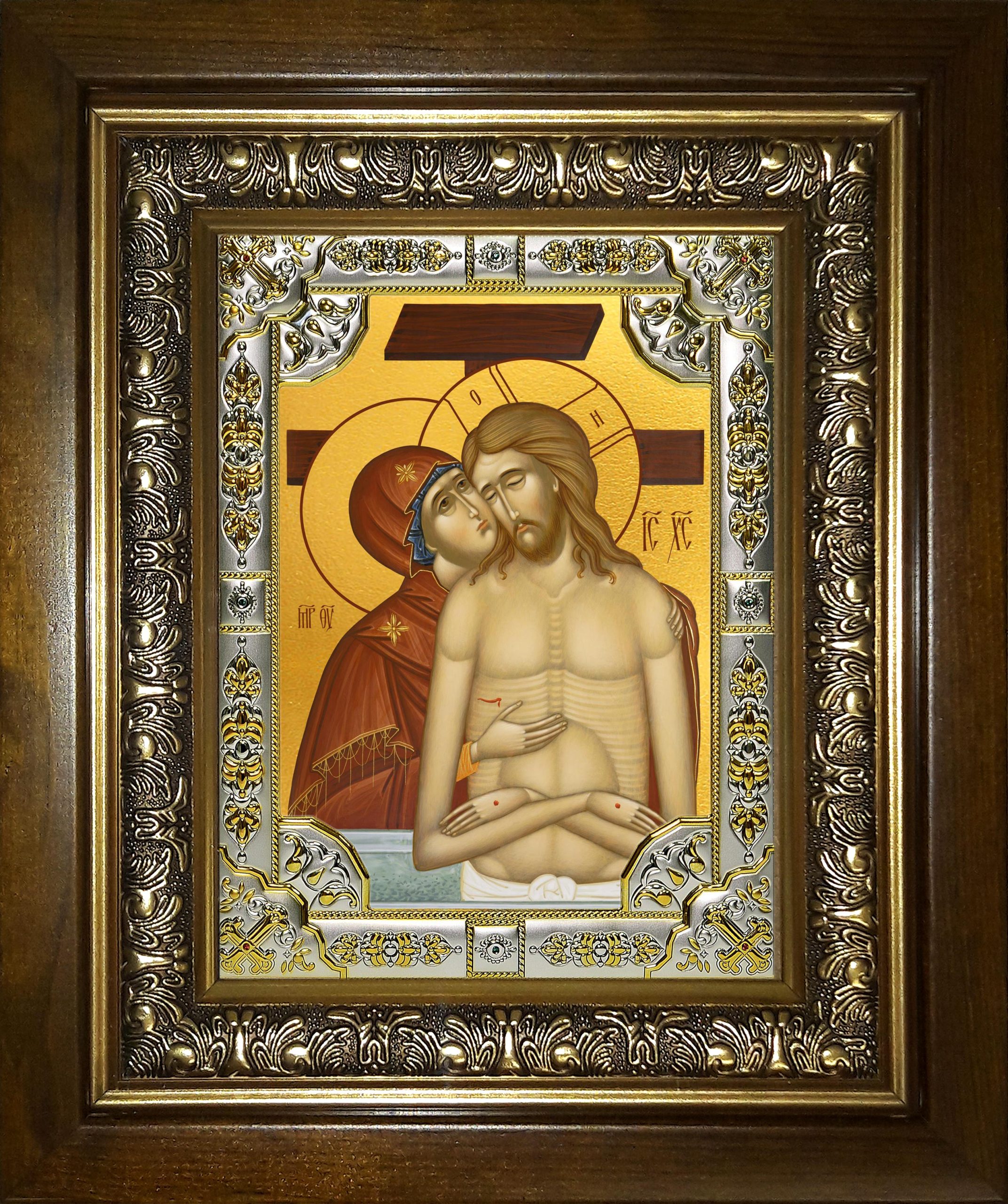 Икона освященная "Не рыдай Мене, Мати", в киоте 24x30 см