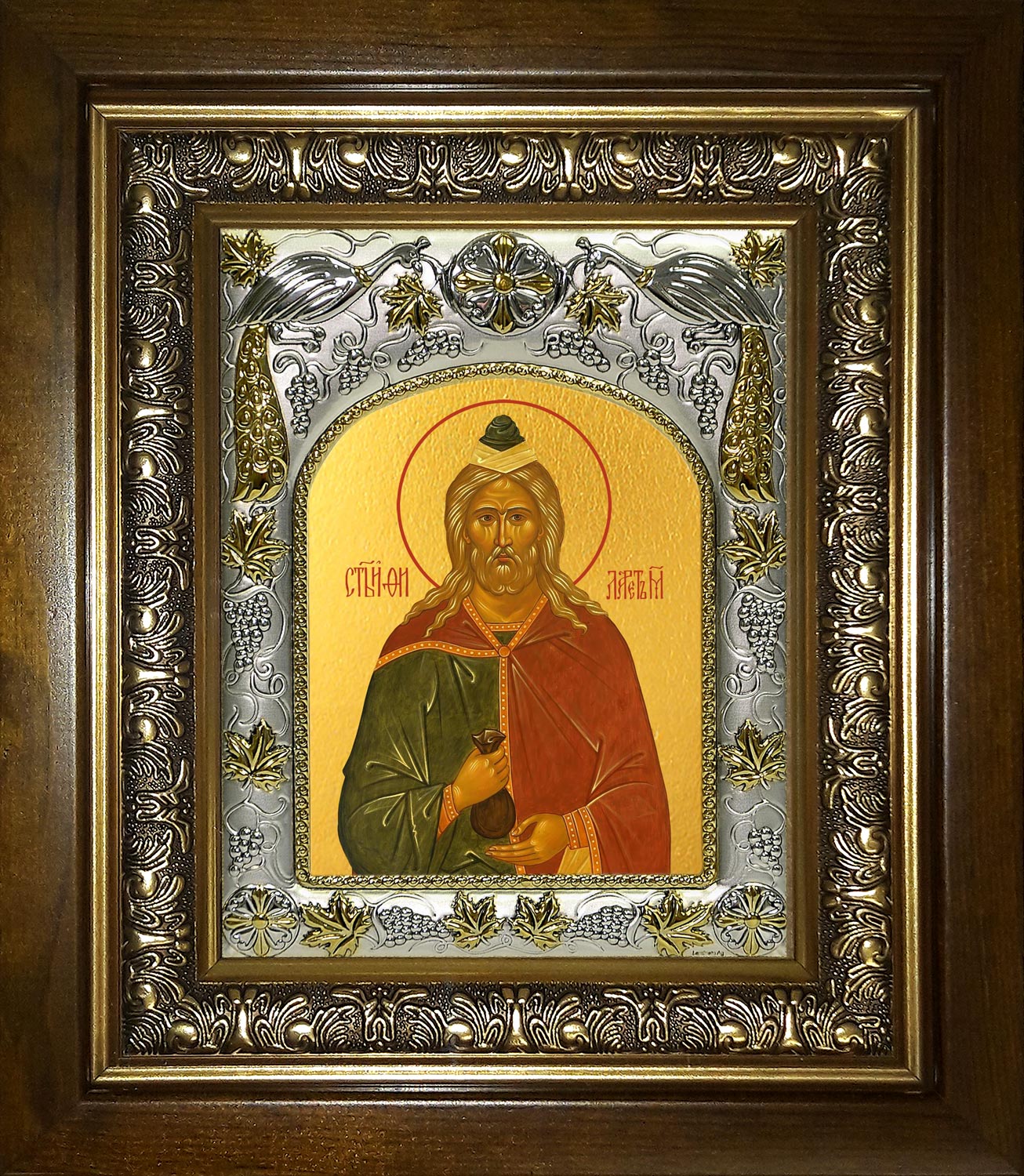 Икона освященная "Филарет Милостивый праведный", в киоте 20x24 см