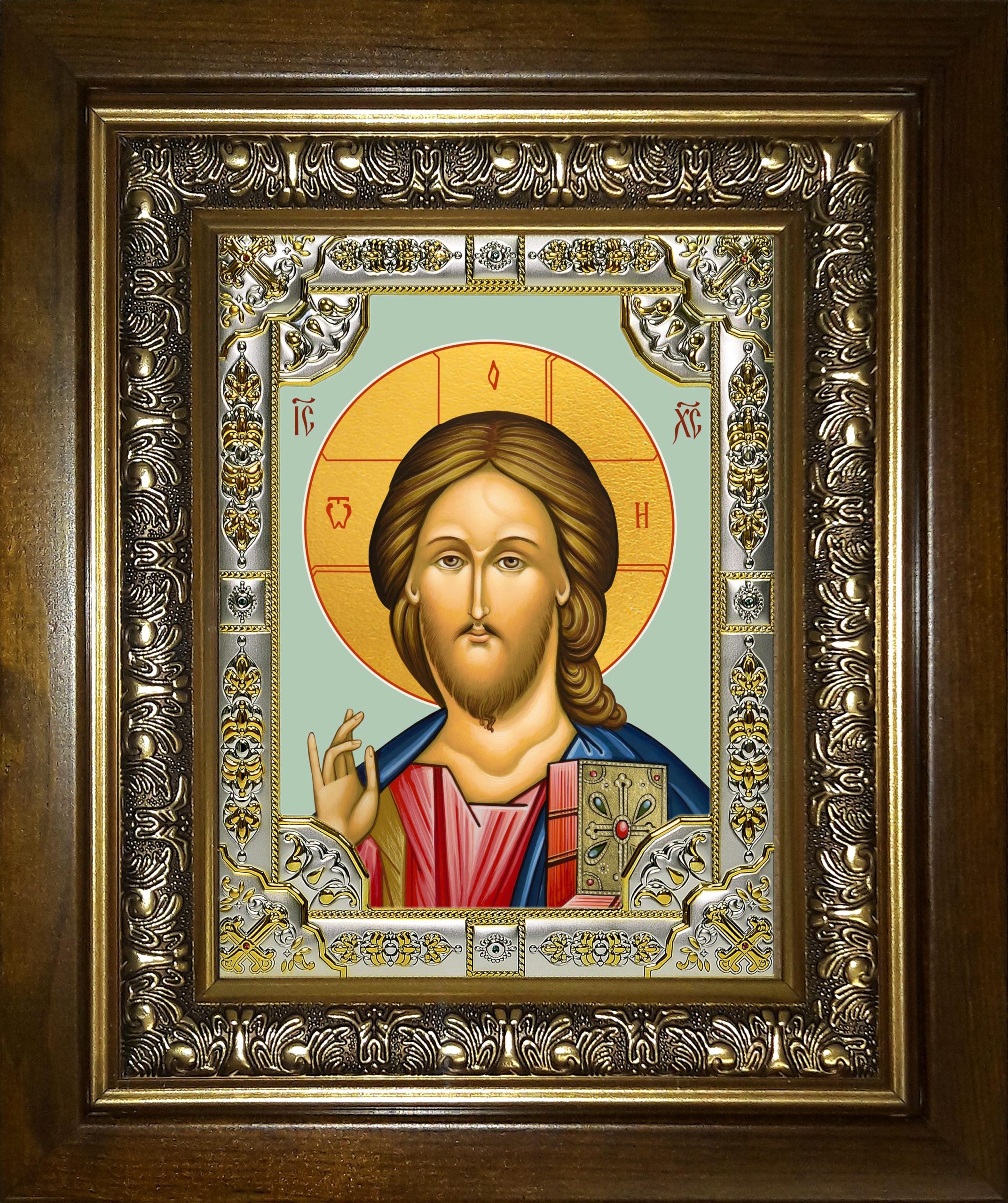 Икона освященная "Господь Вседержитель", в киоте 24x30 см