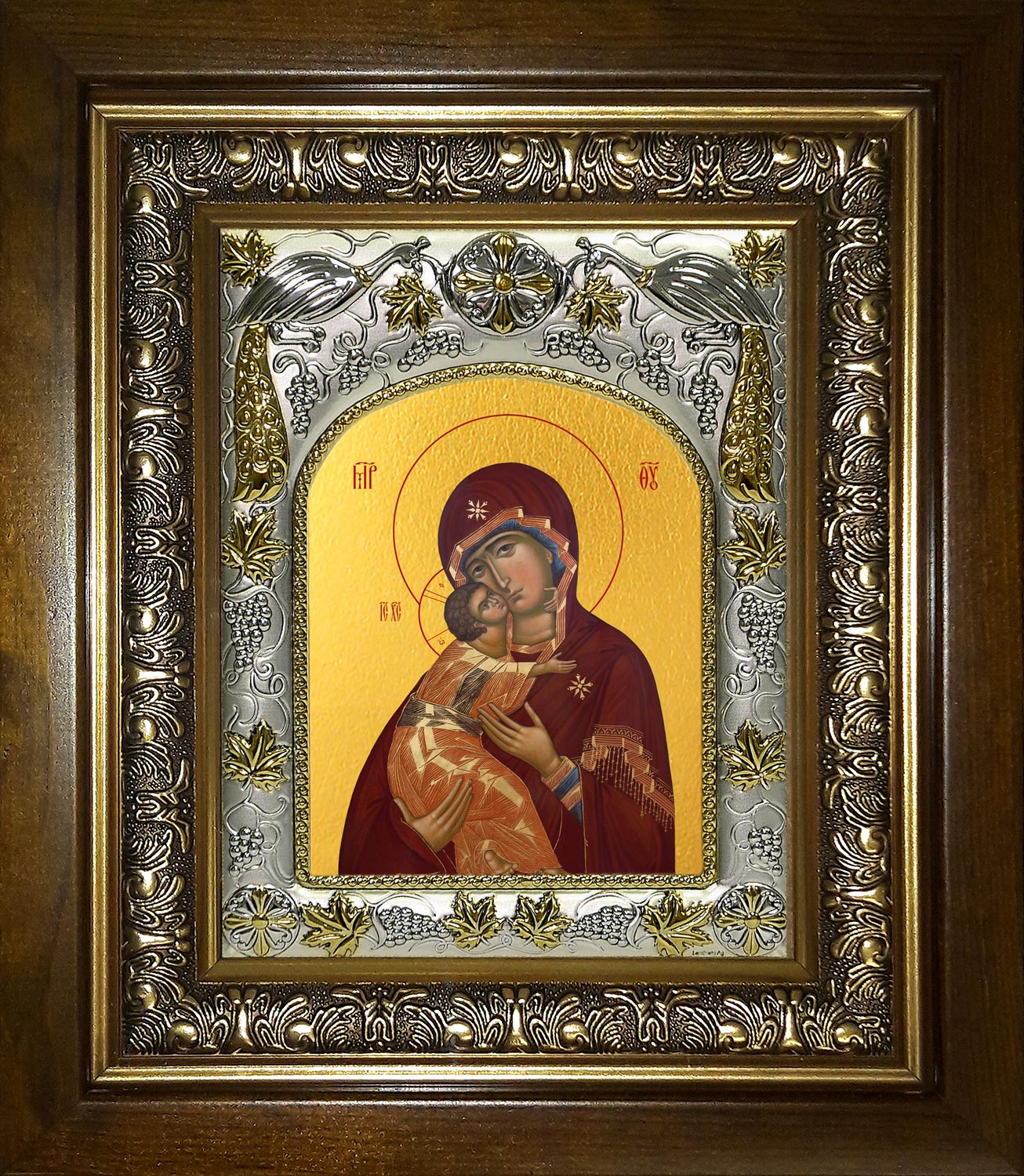 Икона освященная "Владимирская икона Божией Матери", в киоте 20x24 см