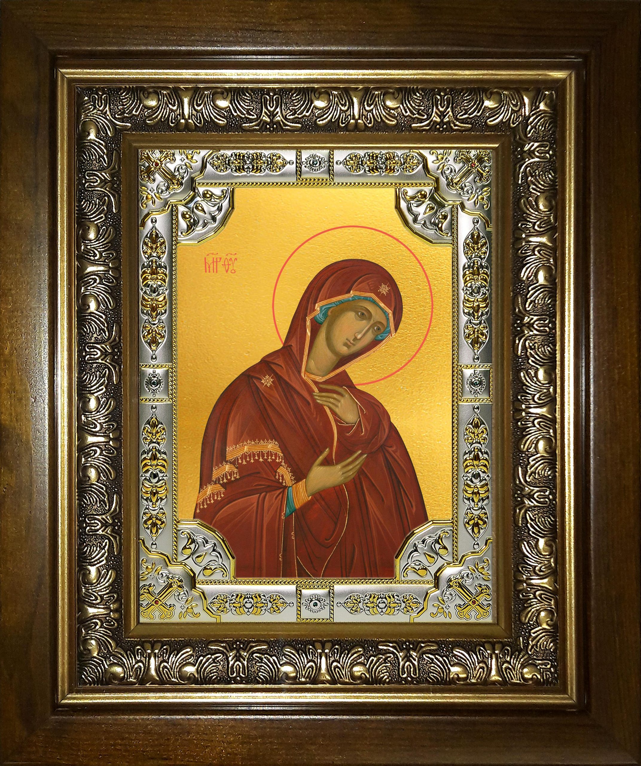 Икона освященная "Деисусная икона Божией Матери", в киоте 24x30 см
